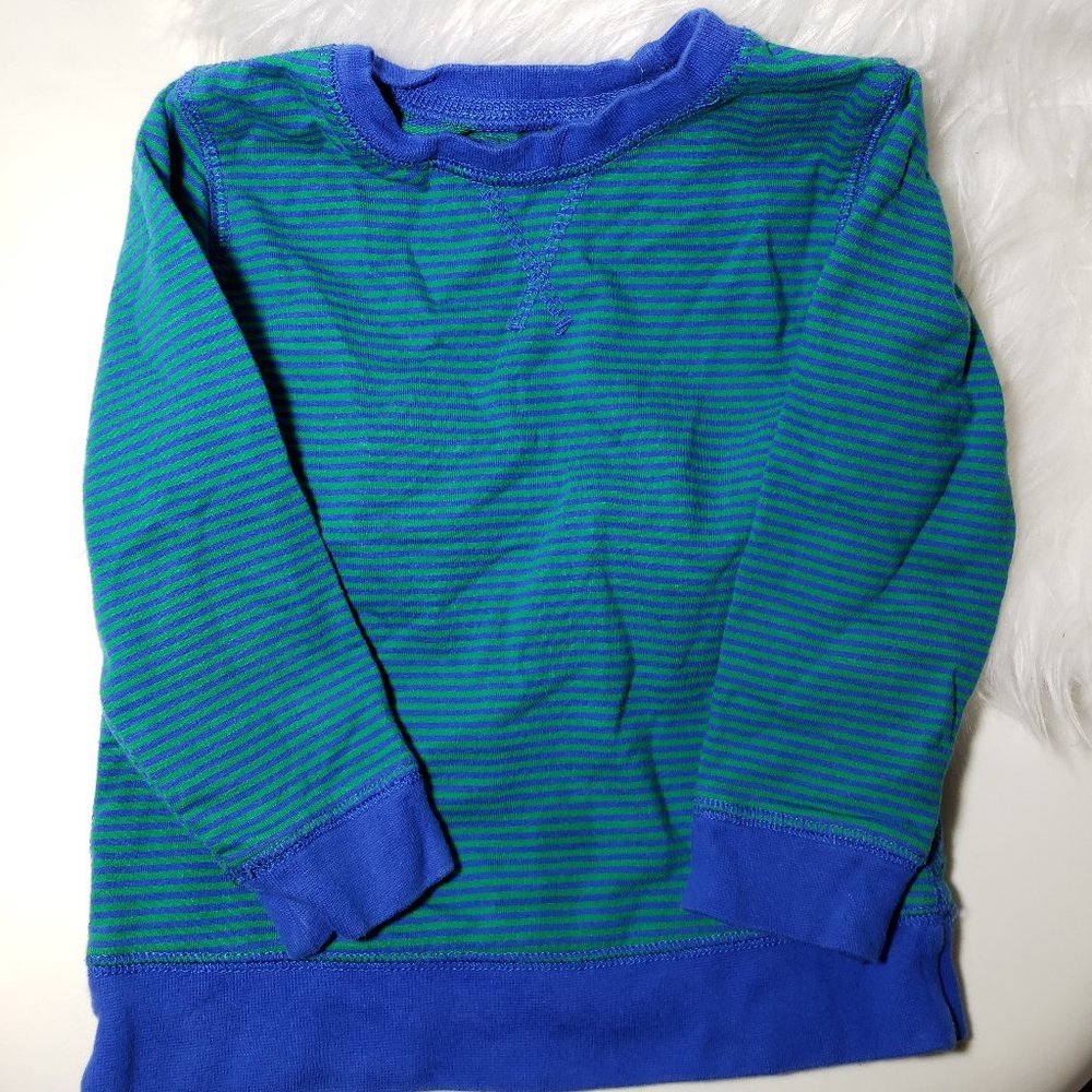 Blue Striped Crew neck Long Sleeves Tee